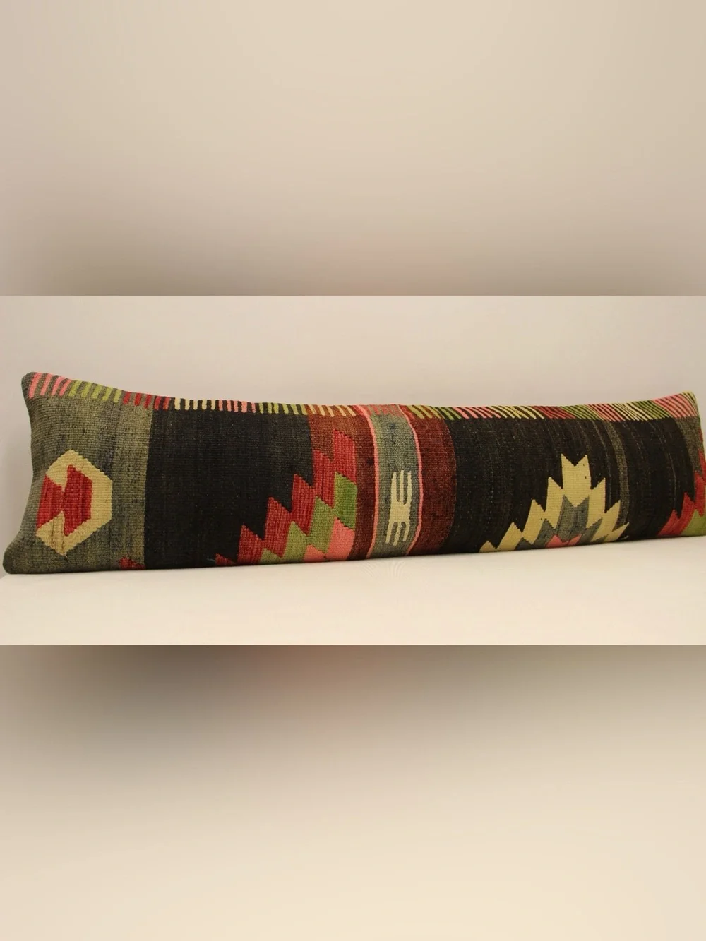 Handwoven Multicolor Kilim Lumbar Body Pillow-cover Cover Only